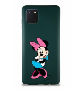 Samsung Galaxy Note 10 Lite Soft Premier Kapak Minnie Mouse-D Tasarımlı Silikon Kılıf - Yeşil (Şeffaf)