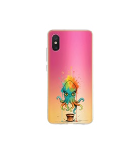 Xiaomi Mi 8 Pro ile uyumlu Splash ahtapot tasarımlı şeffaf silikon kılıf