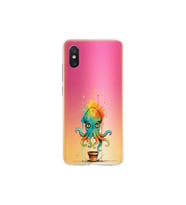 Xiaomi Mi 8 Pro ile uyumlu Splash ahtapot tasarımlı şeffaf silikon kılıf