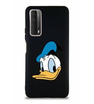 Huawei P Smart 2021 Soft Premier Kapak Donald Duck-B Tasarımlı Silikon Kılıf - Siyah (Şeffaf)