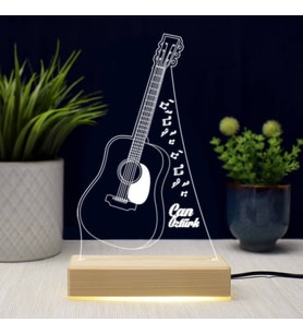 Gitar Tasarımlı İsme Özel 3d Led Lamba