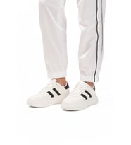 Ayakmod Siyah Beyaz Yüksek Taban Bağcıklı Unisex Sneaker DVS-01 Z (Beyaz-Siyah)