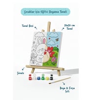 Sevimli Tavşan Boyama Tuvali – Şövaleli Boya Seti 20x20