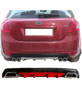 Kia Ceed Kırmızı Difüzör Çiftli Kare Egzoz Görünümlü D Tip Difizör
