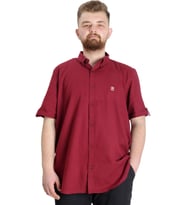 Mode XL Büyük Beden Erkek Keten Likralı Gömlek 20393 Bordo