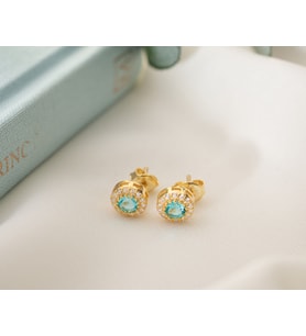 925 Ayar Gümüş Aralık Ayı Doğum Taşı ( Blue Topaz ) Küpe