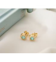925 Ayar Gümüş Aralık Ayı Doğum Taşı ( Blue Topaz ) Küpe