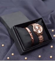 Spectrum Rose Gold Kadın Kol Saati & Rose Gold Kaplama Kelepçe Bileklik