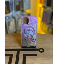 iPhone 12 / 12 Pro Uyumlu Renkli İllüstrasyon Özel Tasarım Silikon Kılıf (Mor-Lıla)