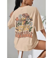 Unisex Love Yourself Baskılı T-shirt (Bej)