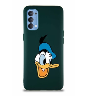 Oppo Reno 4 Soft Premier Kapak Donald Duck-A Tasarımlı Silikon Kılıf - Yeşil (Şeffaf)