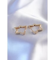 Gold Renk Zirkon Taşlı Yıldız Model Kadın Küpe - TJ-BKP7236