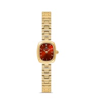 Momentus CW317G-14SG Minimal Oval Gold Kasa Çelik Kordon Bordo Kadran 3 ATM Altın Renk Kadın Kol Saati