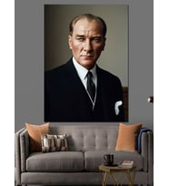Mustafa Kemal Atatürk Portresi Dekoratif Kanvas - Mdf Ahşap Tablo