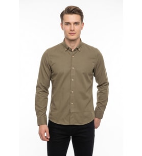 Erkek Spor Slim Fit Uzun Kol Petek Dokulu Gömlek BGL-ST05483