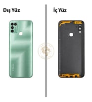 Infinix Hot 11 Play Yeşil Uyumlu Lensli Arka Kapak Arka Cam Batarya Pil Kapağı Lazer Kesim