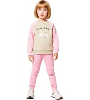 Kız Çocuk Şardonlu Oversize Sweatshirt ve Eşofman Altı Takımı Kaliteli Şık Rahat