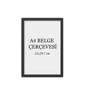 Diploma Çerçevesi  Belge Çerçevesi Sertifika Fotoğraf Çerçevesi A4 Tekli Boş Çerçeve 21x30 (Siyah)