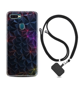 Oppo A5S A15 A16 A54 A55 A73 A74 Kılıf Boyun Askılı Silikon Renkli Prizmalar 1783
