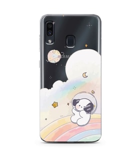 Samsung Galaxy A20/A30 Uyumlu Sevimli Köpek Desenli Şeffaf Telefon Kılıfı
