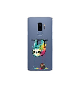 Samsung Galaxy S9 Plus ile Uyumlu Splash Tembel Hayvan Tasarımlı Şeffaf Silikon Kılıf