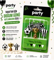 Taraftar Temalı Doğum Günü Pasta Süsü Mum Seti Futbol Konsepti