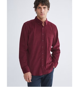 LCWAIKIKI Classic Bordo Regular Fit Uzun Kollu Kadife Erkek Gömlek