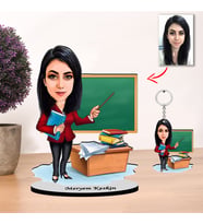 Kisiye Özel Karikatür kadın Öğretmen Biblo ve anahtarlık 2