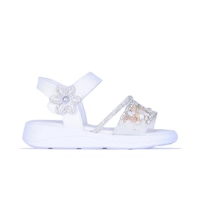 Skuaıter 8110 Barbie Taşlı Kız Çocuk Sandalet (Beyaz)