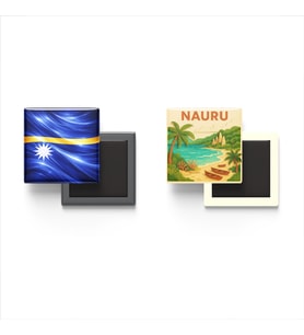 Buzdolap Magnetleri - Nauru Bayrağı ve Paper Cut Tema - 2'li Set Magneti