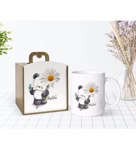 BK Gift Kişiye Özel Ahşap Kutuda Papatya Temalı Beyaz Kupa Bardak-9