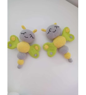 Sevimli Kelebek Çıngırak Amigurumi Organik Oyuncak