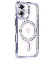 iPhone 16 Kılıf Joke Simli Magneticsafe Kılıf - Mavi