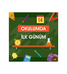 Okulumda İlk Günüm Temalı Fotoğraf Panosu Branda 100x100