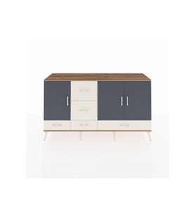 Hyperion Konsol 4 Raflı 5 Çekmeceli 3 Kapaklı 176x44x99 Çam-Antrasit/Aytaşı
