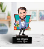 Kişiye Özel Erkek Kimya Hocası Karikatürlü Biblo