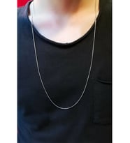 Unisex Gümüş İnce Yılan Model 70 cm Zincir Kolye