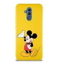 Huawei Mate 20 Lite Soft Premier Kapak Mickey Mouse-C Tasarımlı Silikon Kılıf - Sarı (Şeffaf)