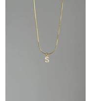 925 Ayar Gümüş Zirkon Taşlı Harf Kolye (Gold)