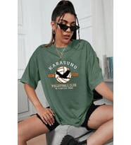 Unisex Karasuno Baskılı T-shirt (Yeşil)