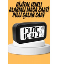 Dijital Masa Saati Takvim Çalar Saat Alarmlı Işıklı Led Ekran Pilli
