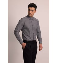 ANTRASiT BİRİT YAKA DUBLE MENŞET ERKEK GÖMLEK - SLIM FIT