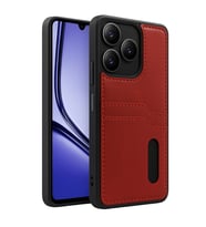 Realme Note 50 4g Kılıf Sara Kartvizitli Deri Kılıf - Kırmızı