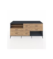 Kronos Konsol 2 Raflı 7 Çekmeceli  220x59x99 Antrasit-Çam/Çam