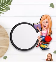 BK Gift Kişiye Özel Kadın Öğrenci Karikatürlü Ahşap Bardak Altlığı-1