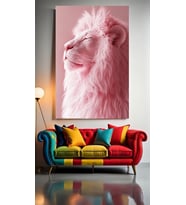 PEMBE BEYAZ ASLAN V1 Ev Duvar Salon Güzellik Salonu Ofis Dükkan Dekarasyon Kanvas Tablo (Çok Renkli)