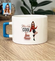 Kişiye Özel Karikatürlü Mama Cool Anneye Hediye Lüks Fincan Anneler Günü Hediyesi