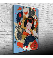 Geleneksel Kıyafetli Japon Kadın Kanvas Tablo 50 x 70