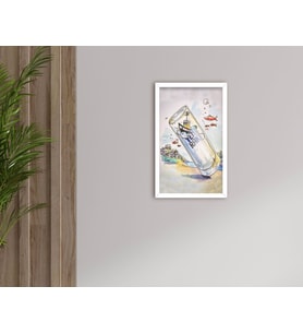 BK Home Rakı Tasarımlı Dekoratif Ahşap Beyaz Çerçeveli Tablo-10