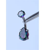Koyu Hologram Damla Taş Göbek Silver Piercing